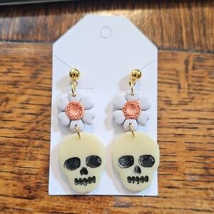 Skull and Flower Earrings